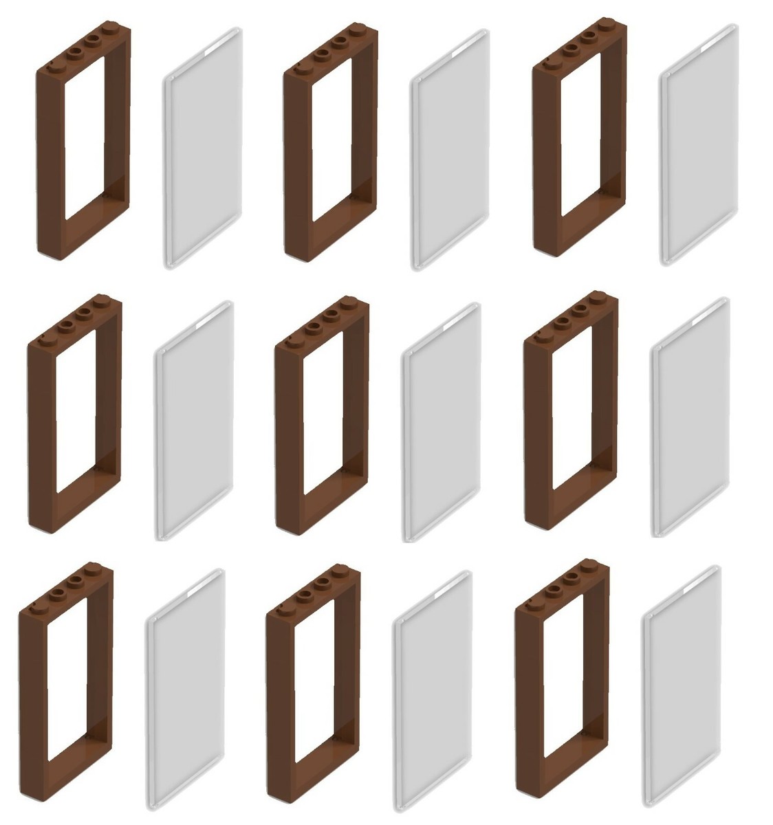 ☀️NEW LEGO 9x Reddish Brown Door Frame 1x4x6 Parts Pieces Clear