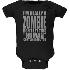 Halloween Human Zombie Costume Black Soft Baby One Piece