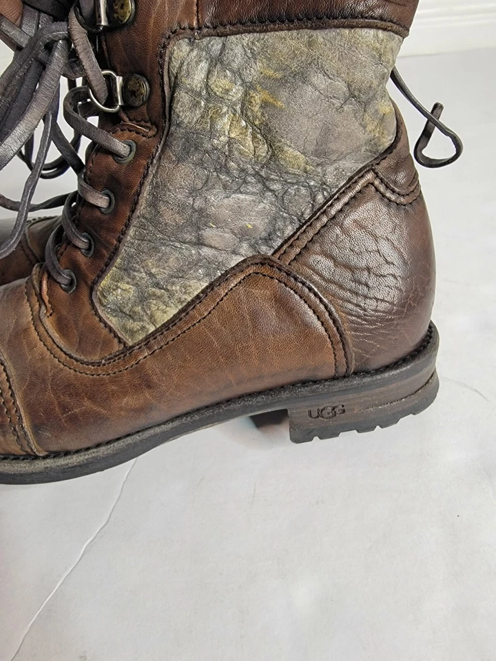 Botas de Combate Colección Ugg Mujer 9 Cuero Calvina Con Cordones Cremallera Lateral Italia Foto 4 de 4