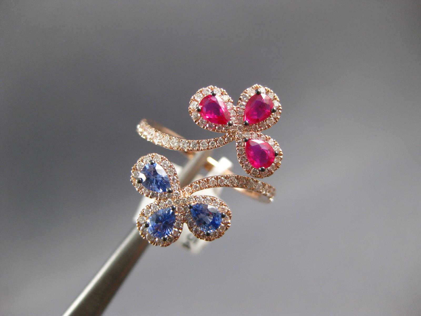 LARGE 1.73CT DIAMOND AAA RUBY & AAA SAPPHIRE 14K … - image 8