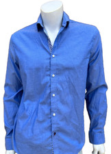 Tommy Hilfiger Dress Shirt Men's Size 16 34/35 Blue Spread Collar Slim Fit