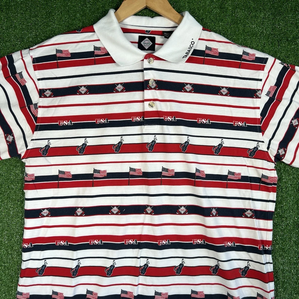Polo de golf TABASCO rojo/blanco/azul BANDERA AMERICANA estrellas y rayas xL Foto 3 de 4