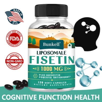 BUNKELL Liposomal Fisetin Supplement, 1000mg with Quercetin 200mg Exp 10/2026