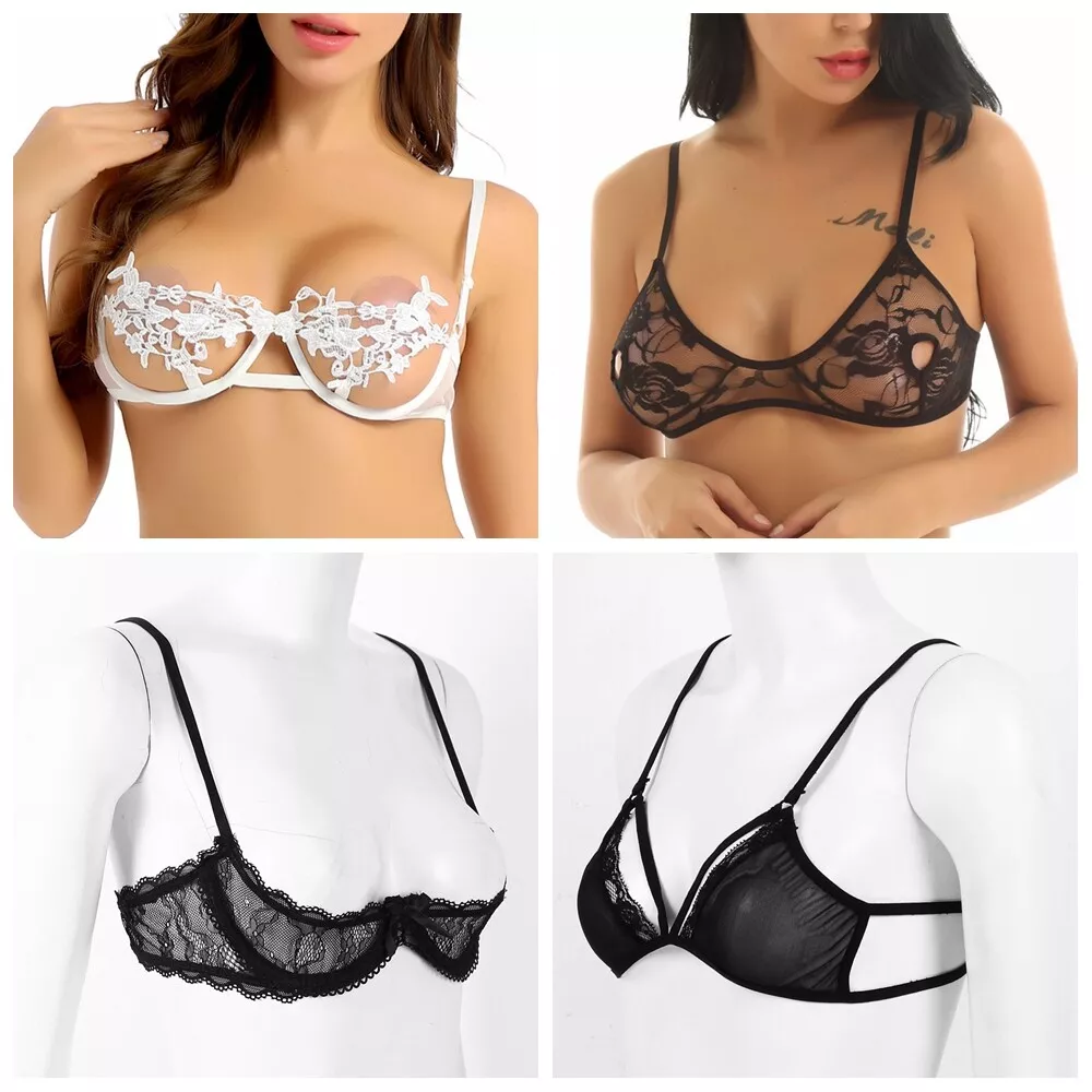 Women Push-Up Bra See Through Sheer Bras Bralette Underwired Bra Unlined  Tops