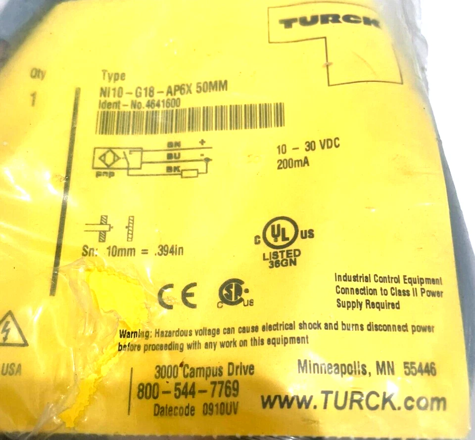 NEW TURCK NI10-G18-AP6X-50MM PROXIMITY SENSOR 4641600 NI10G18AP6X50MM - Image 2 of 4