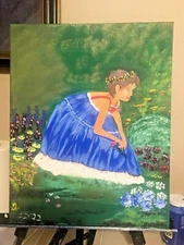 Lady picking Flowers