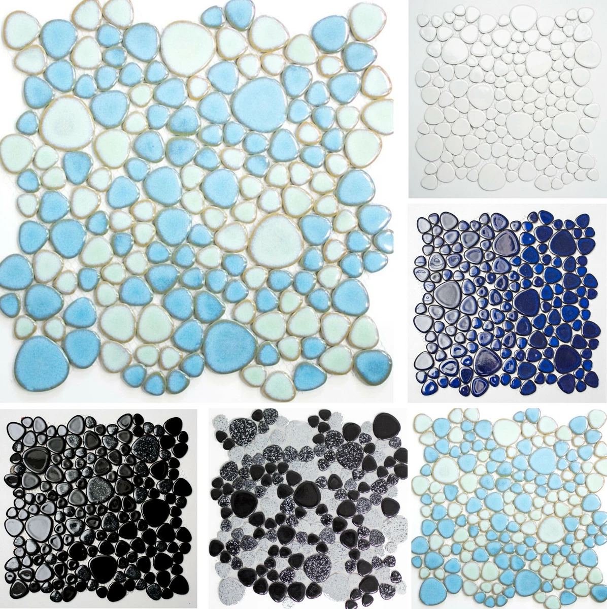 Céramique Carrelage Mosaïque Bleu Blanc Brillant Bleu Foncé Blanc Mat Poolbecken
