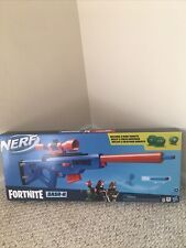 NERF Fortnite BASR-R Bolt Action Blaster - Incluye 3 objetivos de arbusto,  alcance extraíble, clip de 6 dardos extraíble, 6 dardos oficiales Elite