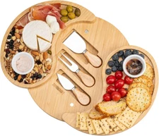 Acacia Wood and Slate Cheese Board Paddle, Charcuterie Board, Slate Serving Boar