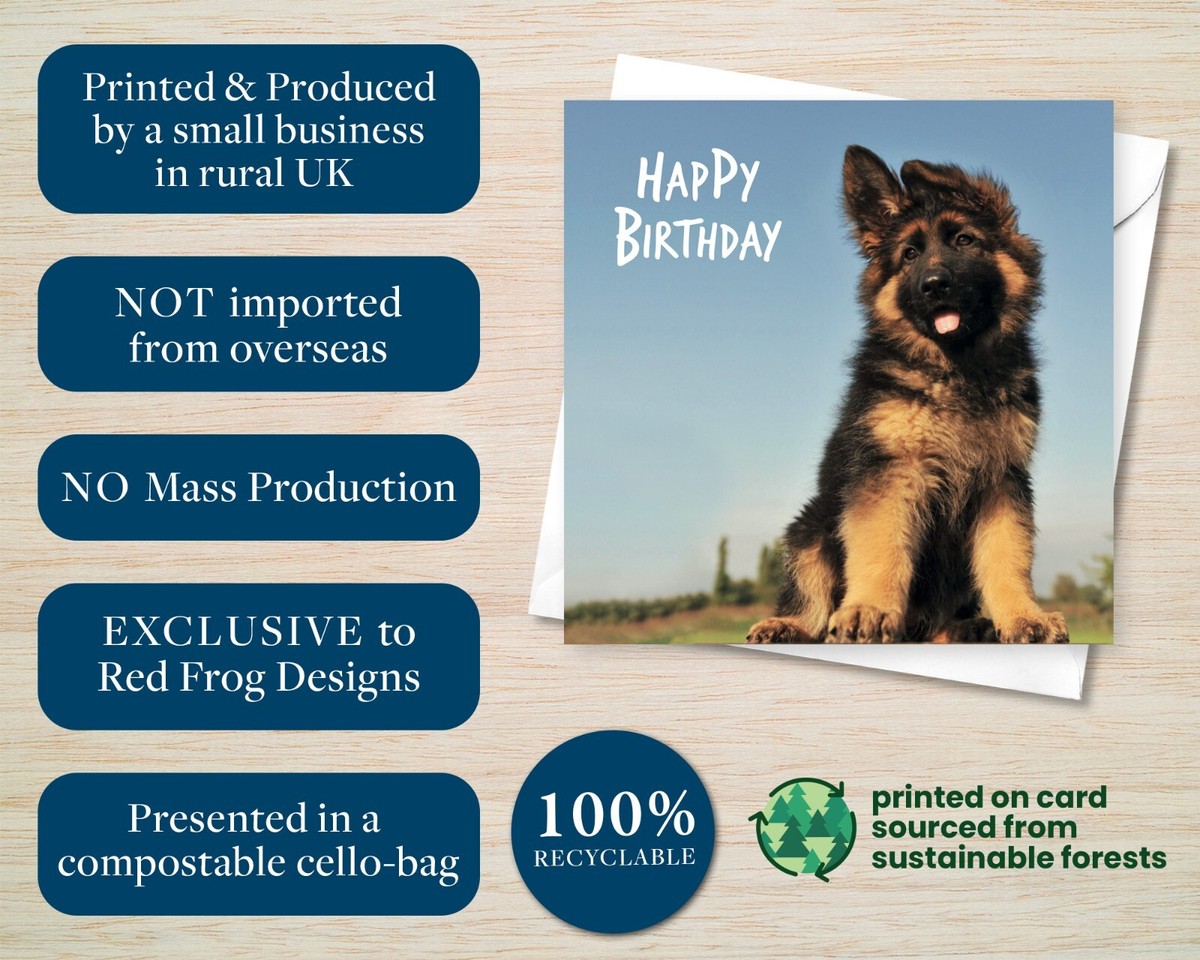 German Shepherd Birthday Card Alsatian GSD Puppy for Dog Dad mum