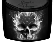 Death Fierce Skull Flames Fire Truck Car Graphic Black USA Hood Wrap Vinyl Decal