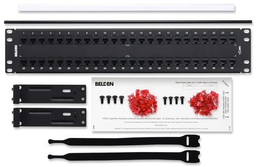 Belden AX103255 CAT6+ loaded KeyConnect Patch Panel, 48-port, 2U, Black
