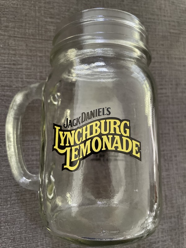 Jack Daniel’s Lynchburg Lemonade Handled Mason Jar Glass Recipe On Back MINT