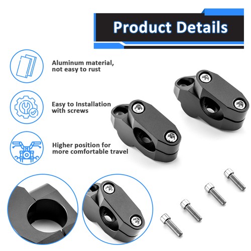 Black Handlebar Risers 1 1/8" Bars 26mm Height For Yamaha YZ65 2018, 2020-2024 - Picture 5 of 9