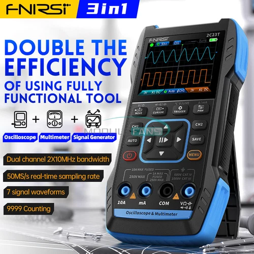 3 IN 1 FNIRSI 2C23T handheld digital oscilloscope multimeter signal generator