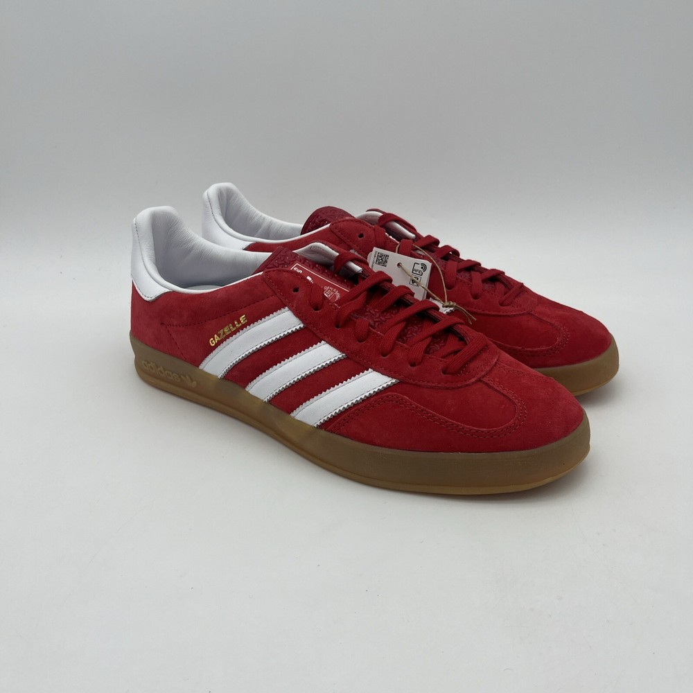 Adidas Gazelle Indoor Scarlet Red White Gum Suede Shoes H06261 Men's Size 10.5