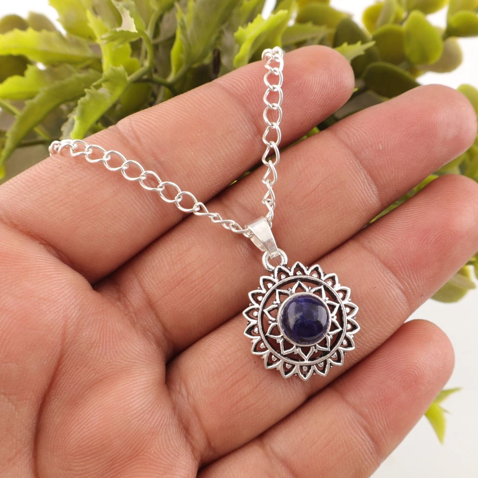 Natürlicher Sodalith Edelstein 925 Sterlingsilber Handarbeit Schmuck Anhänger... - Bild 3 von 4