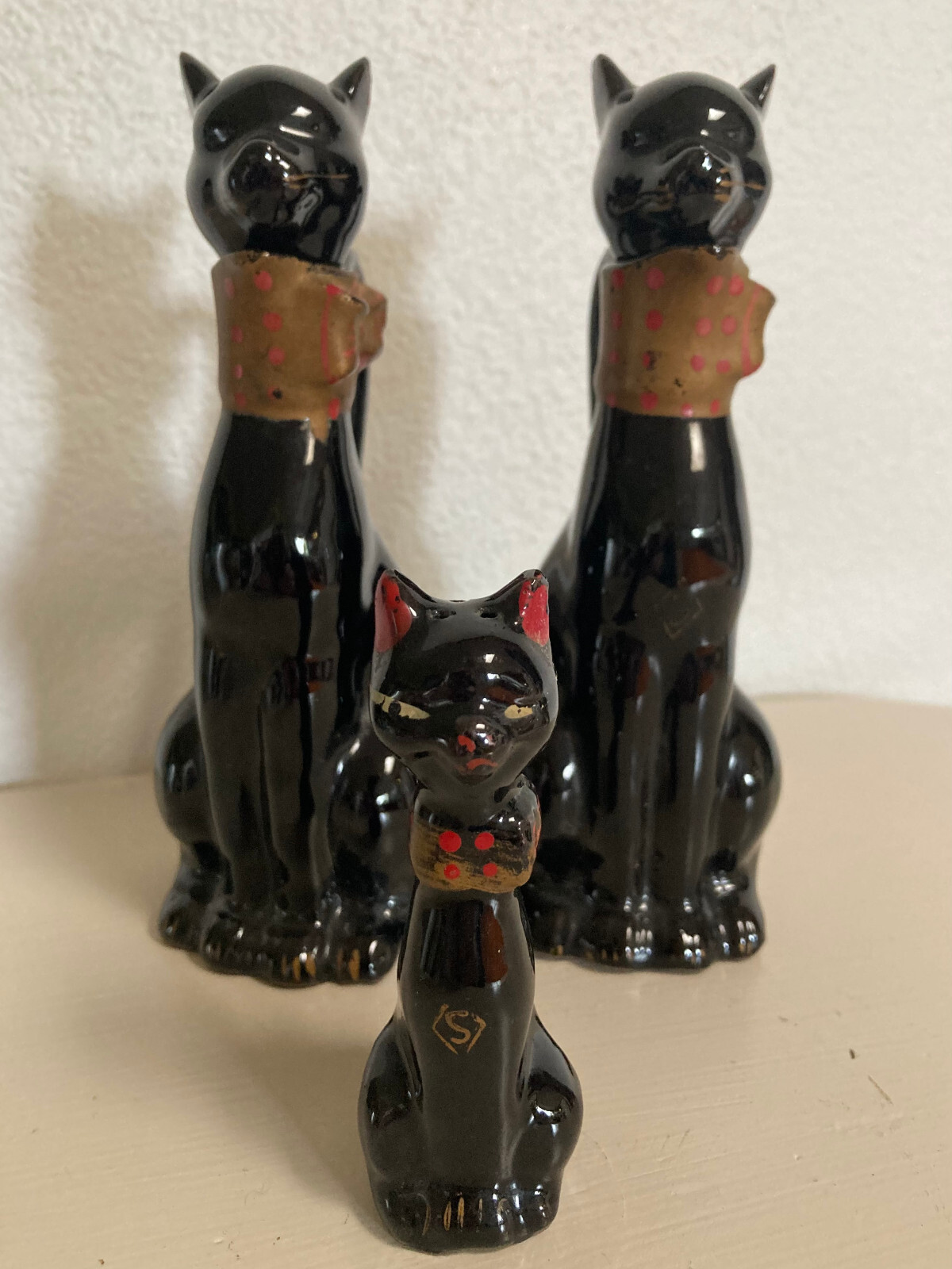 1950s Relco Redware Salt shaker Black Cat Cruets Set Oil Vinegar 3 eBay