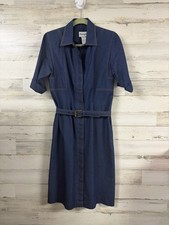 Vtg Henry Lee Denim Shirt Dress Belted Sz 8 Work Wear Retro Utilitarian Western
