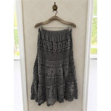 POL Charcoal Gray Crochet A-Line Maxi Skirt
