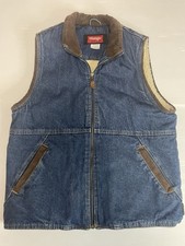 VTG Wrangler Hero Denim Vest Sherpa Lining Size Small
