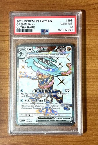 Pokemon, Twilight Masquerade, Greninja ex Ultra Rare Card #198/ 167 PSA 10