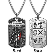 Collana Uomo Cavaliere Templare Armatura di Dio Efesini 6:13-17 Ciondolo Croce Rossa