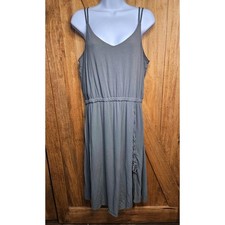 Minimalist Olive Green Strappy Midi Dress Lg Braided Detail Elastic Waist #587
