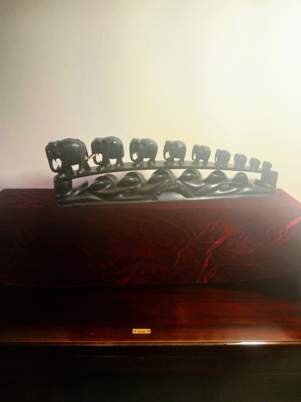 Ceylon Ebony,Handmade 9 Elephant Sculpture  Multiple Elephants