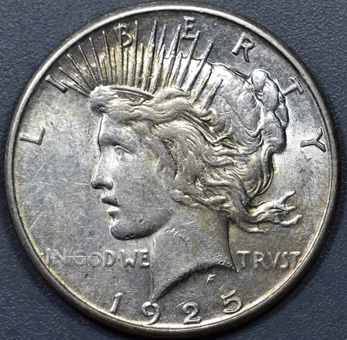 1925-S $1 PEACE SILVER DOLLAR KM# 150 Grade:  VF A6052