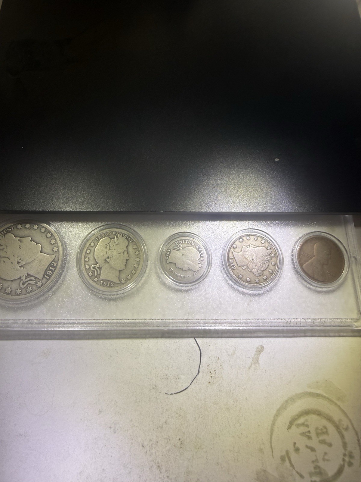 1912 Hand Collated Barber Silver U.S 5 Coin Set