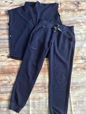 Figs Scrubs Navy Blue Rafaela Top Zamora Joggers Size Small