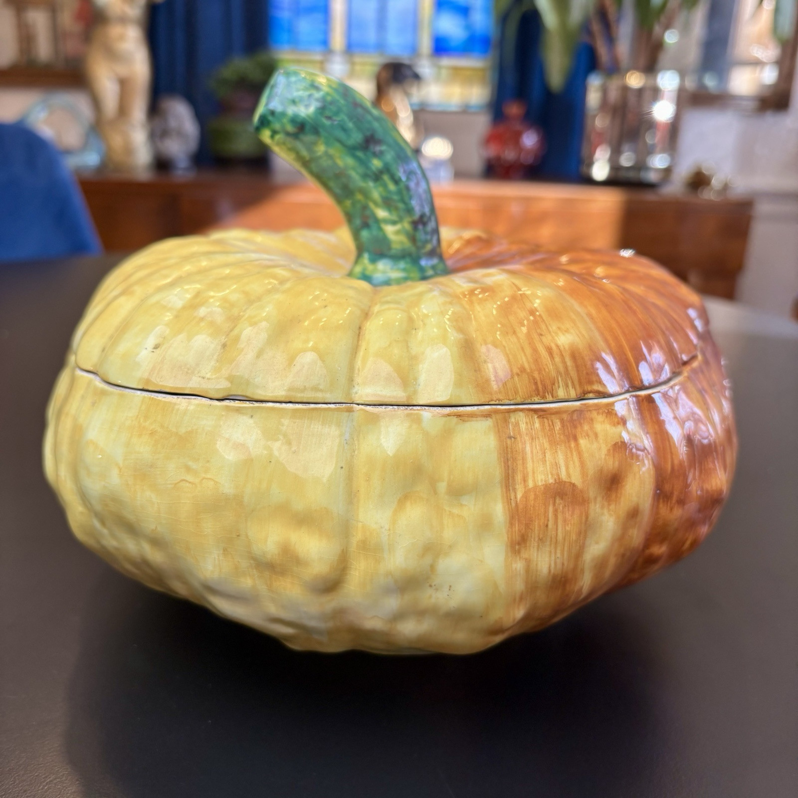 Vtg Italy Pumpkin Covered Bowl Tureen like Este Ceramiche but not Tiffany & Co
