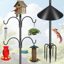 Gtongoko Smart Bird Feeder Pole Squirrel Proof 94 Inch with 4 Shepherds Hooks...