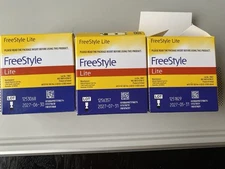 FreeStyles Lite Blood Glucose Test Strips 3x100ct Exp.Date 5,6 &7-2027.
