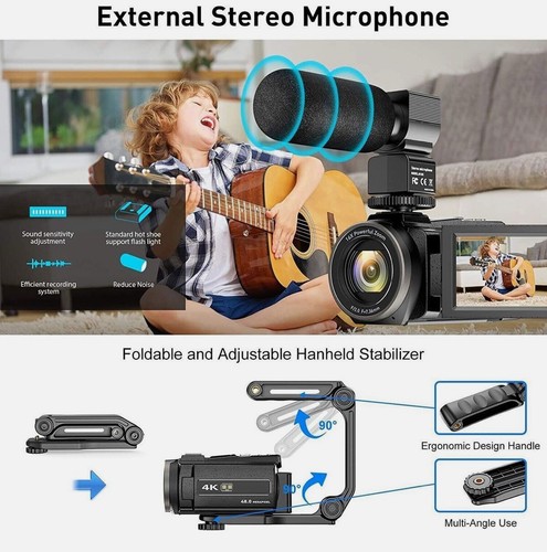 ✅5K Video Camera Camcorder WiFi 56MP Vlogging Camera for YouTube with Mic - Picture 4 of 10
