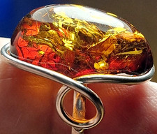 LOVELY BALTIC AMBER RING Cognac