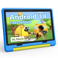 Kids Tablet, 10.1 inch Android 14 Tablet for Kids, 8GB+64GB 1TB Expand, Octa-Cor