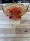 Vintage Jeanette Glass Lombardi Red Ombre Footed Fruit Bowl Oval 9.5”