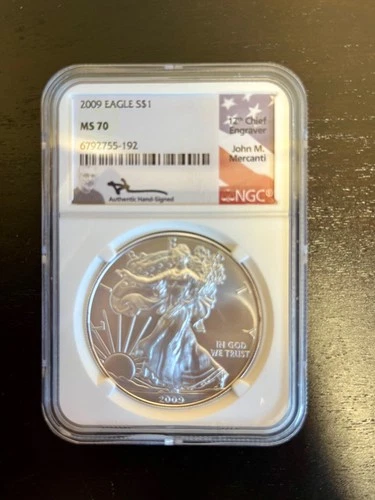 2009 American Silver Eagle NGC MS70 Mercanti Signature Early Releases