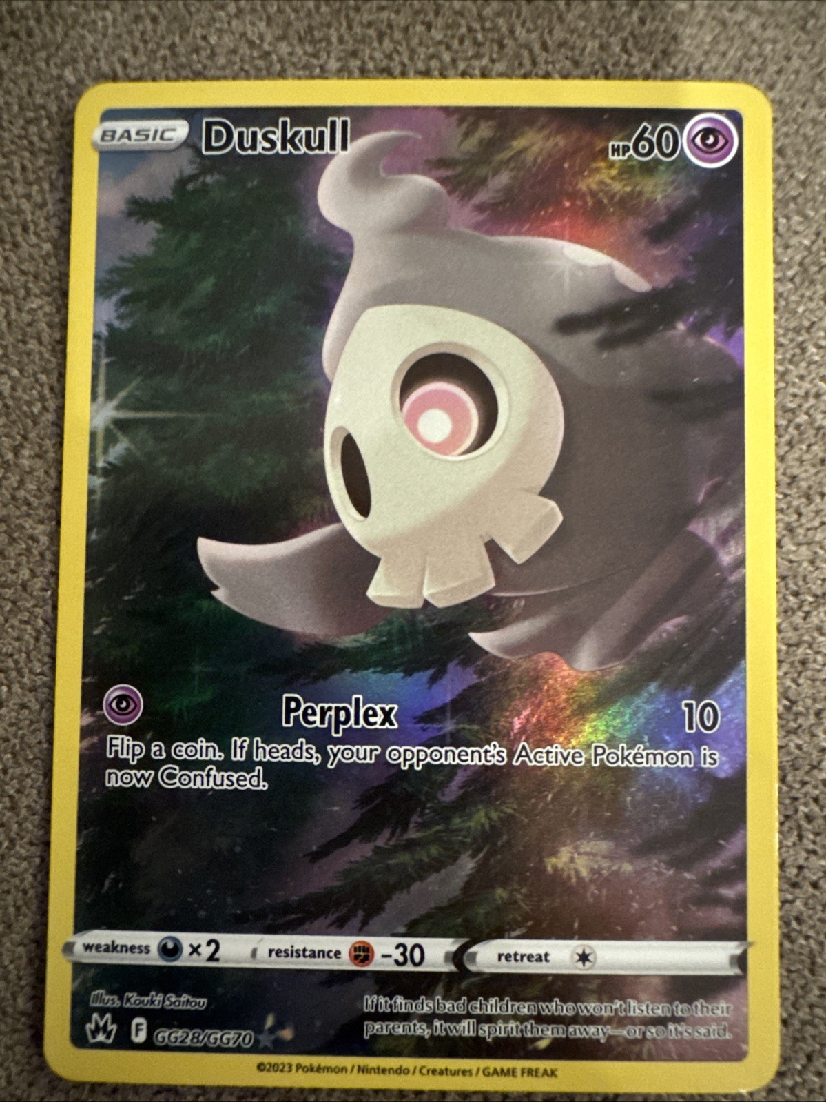 Pokemon Card Duskull GG28/GG70 SWSH: Crown Zenith: Galarian Gallery Holo