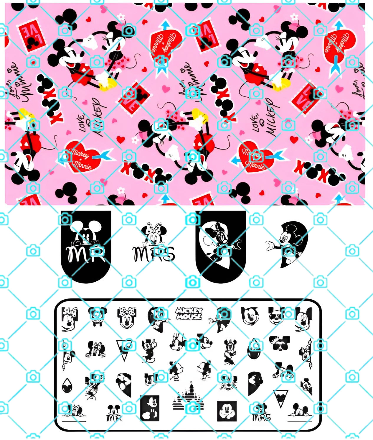 High- Quality Stainless Steel Disney's Mickey & Minnie Mouse Nail Stamping Plate