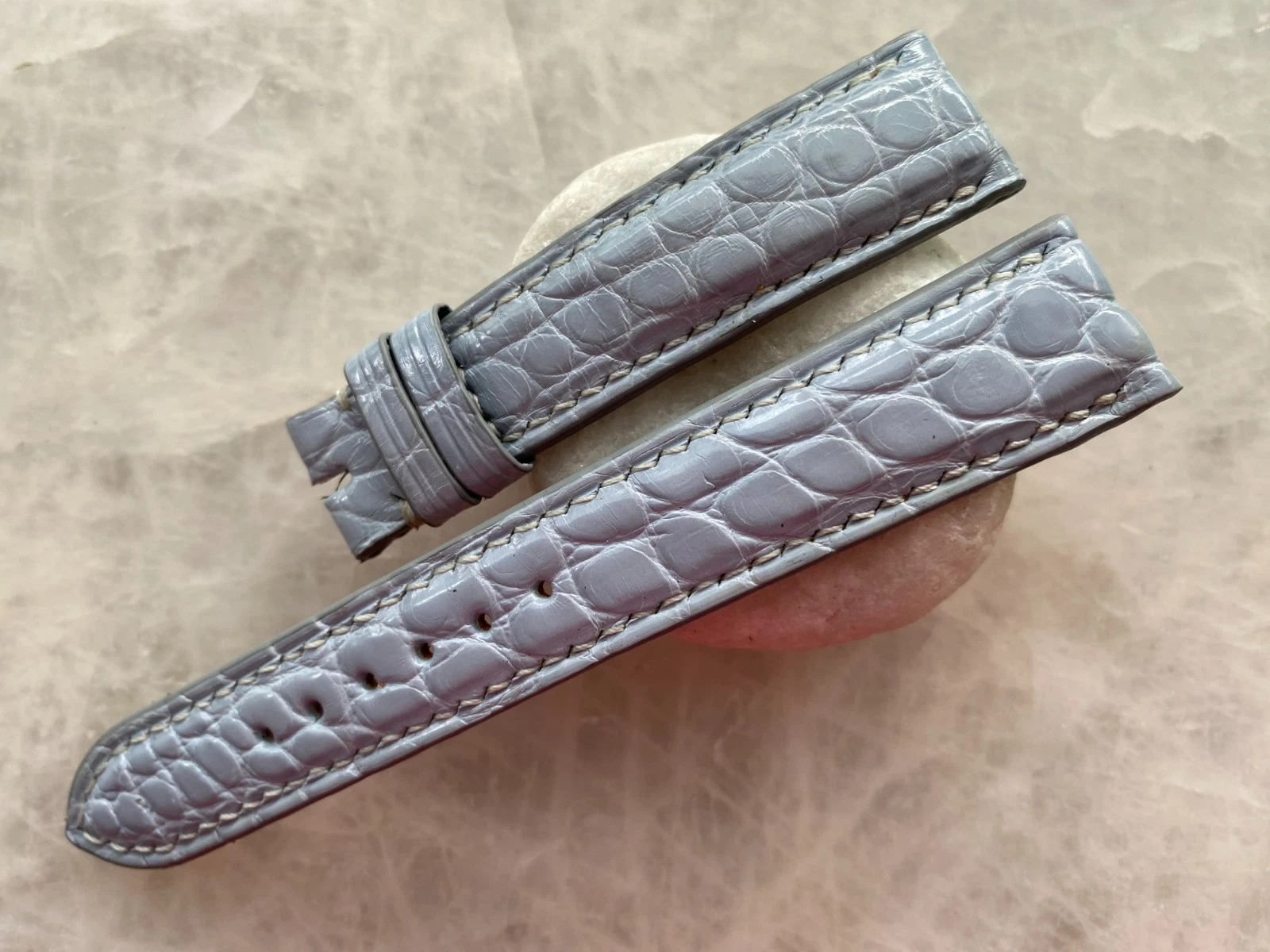 18mm/16mm Gray Alligator Crocodile Print Leather Watch Strap Band