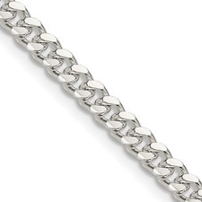 Sterling Silver 4mm Domed with Side Diamond-cut Curb Chain Necklace 22" 20.36gm