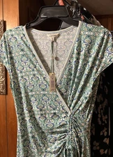 Max Studio Women's Sleeveless Dress with Green Floral Accents Size Medium NWT