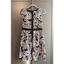 ANTHROPOLOGIE TABITHA sz 4 black white structured contrast patterns dress