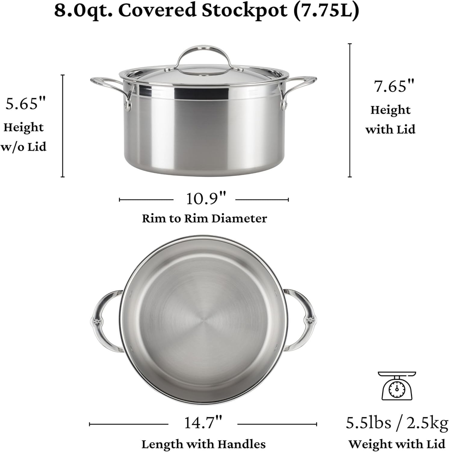 Hestan ProBond® Clad Stainless Steel 8 Qt covered stockpot
