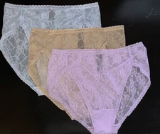 NEW! $66 NATORI 772303 BLISS ALLURE LACE FRENCH BRIEFS UNDERWEAR 3 PAIRS SZ OS