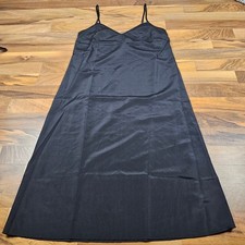 Madewell Black Slip Dress Midi Minimalist V Neck Adjustable Straps Size 4 NT373