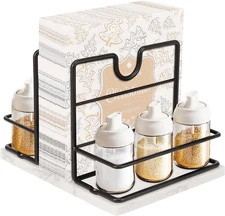 Livabber Napkin Holder, Metal Napkin Storage with Salt and Pepper Shakers Caddy